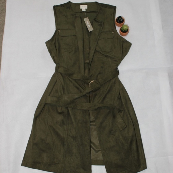 Chico's Jackets & Blazers - CHICOS FAUX SUEDE VEST AMBERED OLIVE
